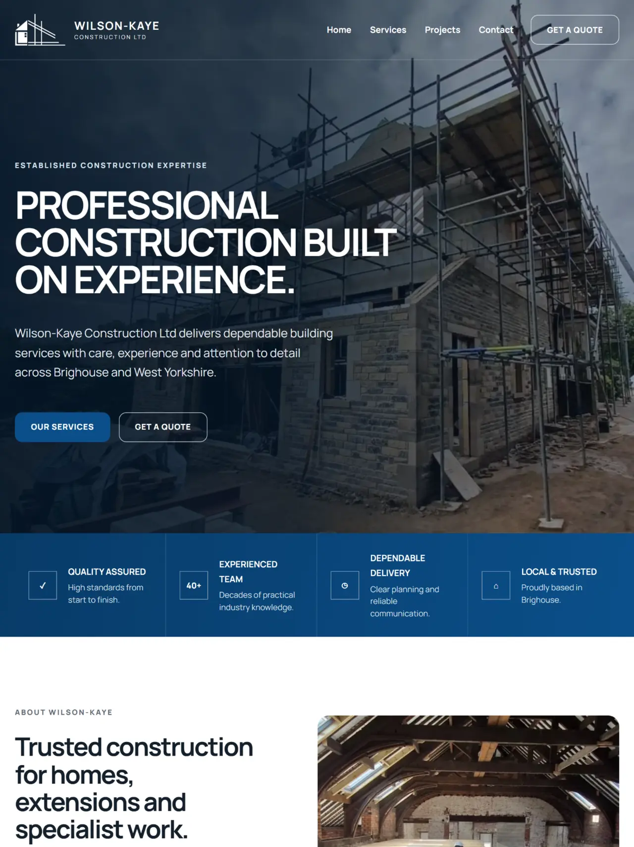 Wilson-Kaye construction website homepage